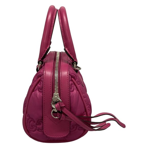 Auth GUCCI GG Matelasse 702251 Pink Nylon Leather Handbag - Picture 4 of 16